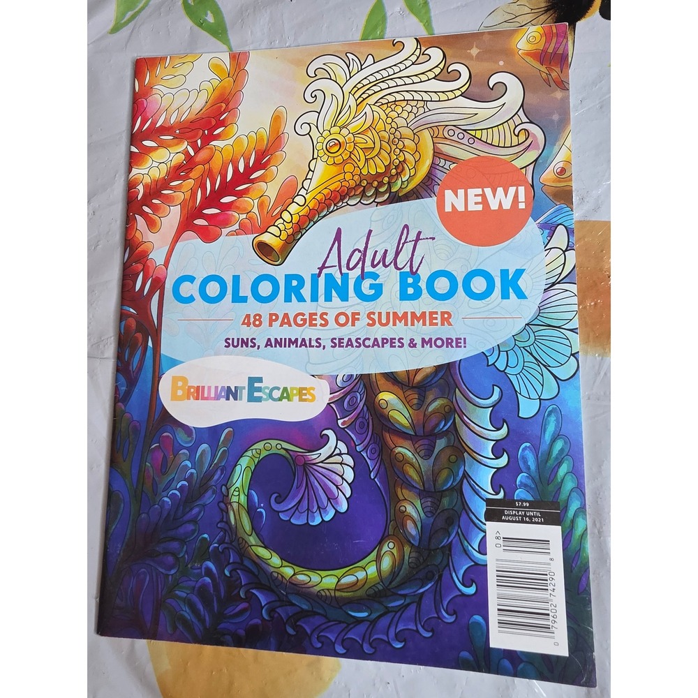 Brilliant Escapes Adult Coloring Book 48 Pages of Summer Suns Animals Seascapes